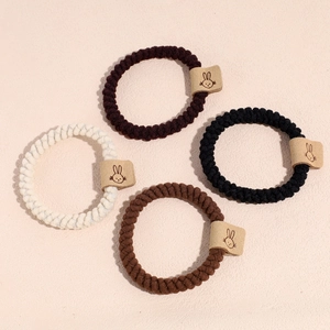 Chouchous Tressés Élastiques pour Femmes Étiquette Lapin Mignon Élastiques à Cheveux Doux et Durables Mode