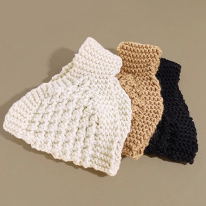 Winter chunky knit headbands in white, camel, and black colors for warm ear protection