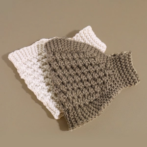 Winter chunky knit headbands in cream and coffee colors with thick woven textures