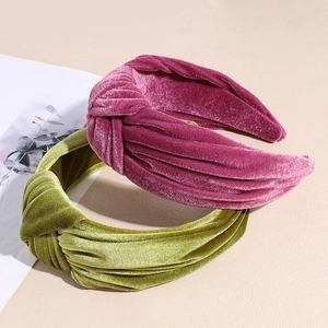 Retro Velvet Knotted Wide Headband For Women Vintage Solid Color Hair Band Elegant Autumn Winter Hair Accessories