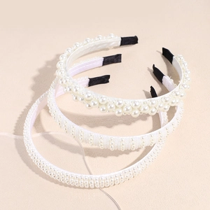 Serre-tête Élégant en Künstliche Perles d'Imitation Blanches pour Femmes Bandeau Minimaliste Chic avec Künstliche Perles en Tissu Accessoires Cheveux