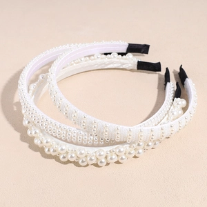Ensemble de trois serre-têtes en perles blanches élégantes pour la coiffure des femmes
