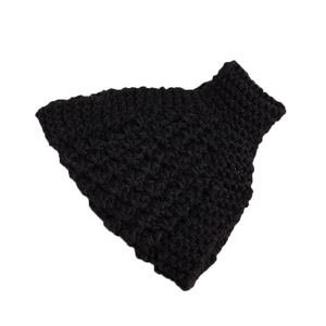 Chic black knitted winter headband for women featuring a wide-brim thermal ear warmer design