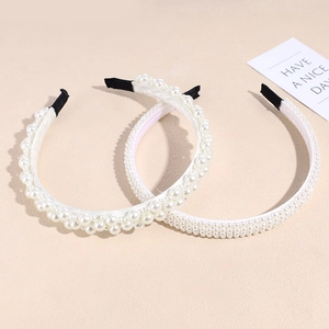 Lot de serre-têtes élégants en perles blanc crème pour une coiffure féminine et chic