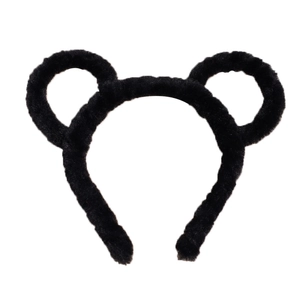 Serre-tête oreilles d'ours noir en peluche pour femme, accessoire doux pour le maquillage