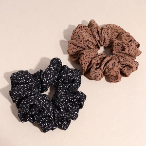 Lot de chouchous géants à pois noirs et marrons en tissu pour coiffures polyvalentes