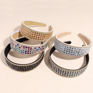 Luxus Pflaster Strass Polster Stirnband Für Damen Funkelndes Kristall Haarband Mit Metallkette Rand Mode Haarschmuck