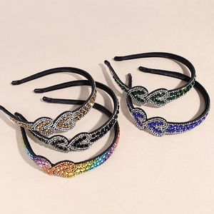 Damen Strass Eingelegtes Herz Wellen Stirnband Mode Rutschfeste Haarreif Glitzer Kristall Haarband Für Party Täglich Haarschmuck