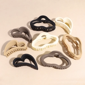 Minimalist large matte resin hair claw clips set in coffee and beige colors