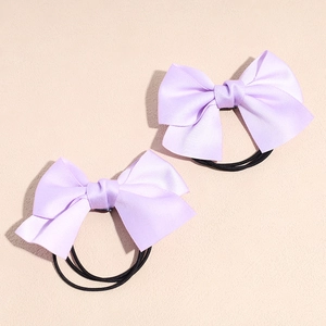 Ensemble d'élastiques à cheveux avec nœuds en satin lilas élégants pour femmes et filles