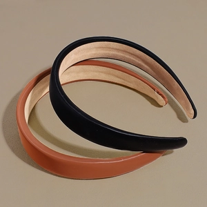 Matte PU leather sponge headbands in black and brown for a vintage high crown look