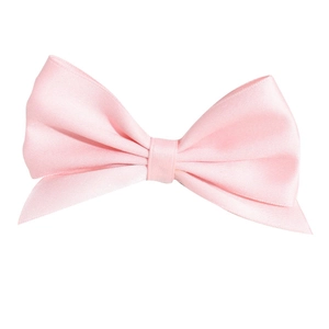 Pink satin bow hair clip with smooth glossy finish on a clean white background