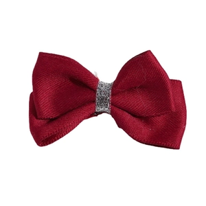 Barrette à cheveux classique à double nœud en satin rouge avec centre pailleté