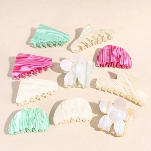 Korean Style Acetate Hair Claw Clip Minimalist Marble Stripe Geometric Shark Clip For Women Elegant Hair Styling Accessories