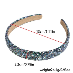 Detailed view of pink sequin headband with 5.11in diameter and 0.78in width specs