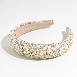 Baroque style pearl sponge headband with gold and silver rhinestones for women