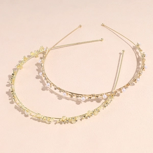 Serre-tête Élégant en Alliage Avec Künstliche Perle d'Imitation Strass Papillon Étoile Décor Floral Serre-tête Mince Antidérapant Femme Bijoux