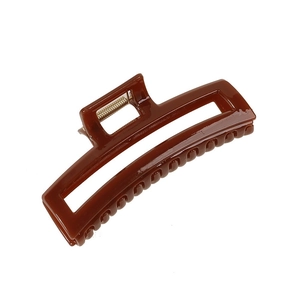 Retro amber acetate rectangular hollow hair claw clip with glossy finish for women