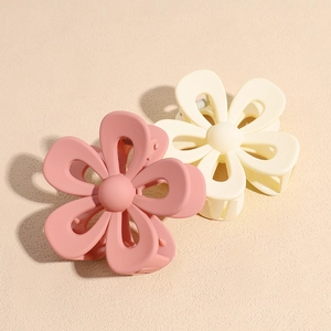 Pinze per capelli a fiore opaco rosa e beige, fermagli floreali cavi per acconciature
