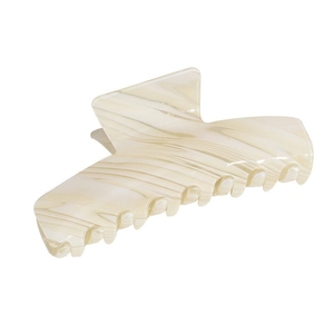 Minimalist marble pattern acetate hair claw clip in creamy white with long teeth design