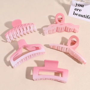 Pink Gradient Frosted Hair Claw Clip For Women Korean Style Large Matte Shark Clip For Thick Hair Styling Accessories