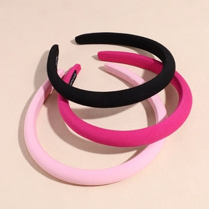 Set di tre cerchietti in spugna spessa nei colori nero, rosa acceso e rosa chiaro