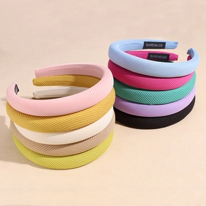 Colorful padded sponge headbands for women with ribbed fabric and handmade label