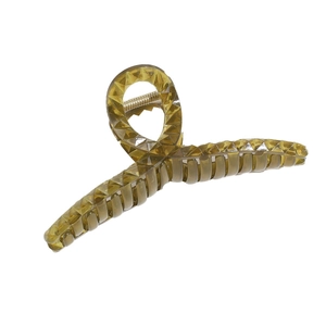 Pinza per capelli in acrilico verde oliva con trama geometrica per uno stile elegante