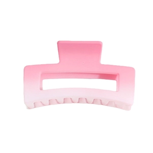 Pink gradient square claw clip with matte finish and hollow design for thick hair styling