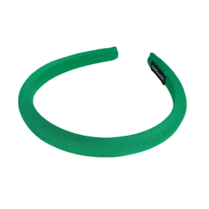 Elegante cerchietto in spugna verde con trama diagonale fine ed etichetta fatta a mano