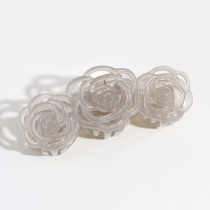 Elegant large rose flower hair claw clip in translucent grey for women's hairstyles