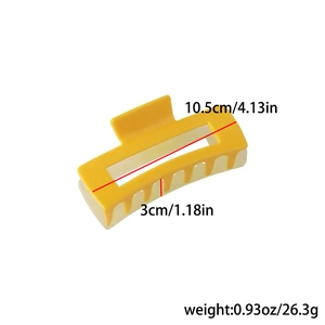 Détails de la pince à cheveux rectangulaire jaune de 10,5 cm avec ses dimensions précises