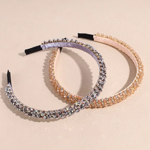 Baroque crystal headband set in silver grey and champagne gold with sparkling beads