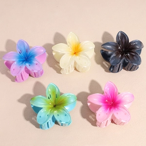 Resin Plumeria Flower Hair Claw Clips Sweet Candy Color Transparent Floral Hair Claws For Women Summer Beach Hair Accessories