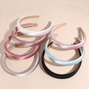 Elegant Glossy Satin Padded Headband For Women Solid Color Wide High Top Sponge Hair Band Korean Style Hair Accessories