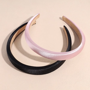 Morandi glossy padded headbands in black and pink with thick silk-like finish