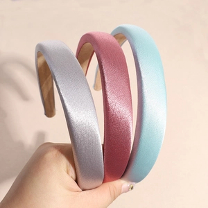 Morandi colors satin padded headband set with high-crown sponge design for women