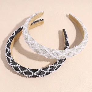Luxus Gitter Künstliche Perlen Strass Haarreif Elegant Frisch Süß Damen Breit Haarband Für Hochzeit Party Täglich Dekorativer Kopfschmuck