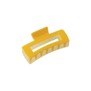 Pince à cheveux carrée bicolore jaune et crème pour un style élégant et moderne
