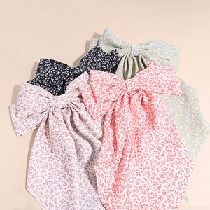 Fermaglio per Capelli con Grande Fiocco Floreale e Nastri Lunghi Dolce Stile Francese Fermaglio a Molla in Tessuto per Donna