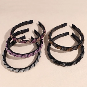 Cerchietto Intrecciato con Strass Luccicanti per Donna Glitter Cristallo Antiscivolo con Denti Eleganti Accessori per Capelli