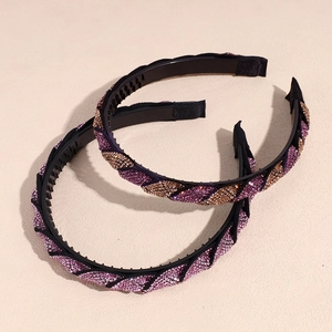 Set di cerchietti intrecciati con strass luccicanti e denti antiscivolo in lavanda e oro
