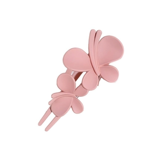 Matte pink butterfly hair claw clip with large double-wing design for women hair styling