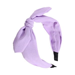 Sweet lavender chiffon bow headband for women featuring a minimalist wide knot design