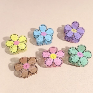 Set di 6 mollette per capelli a fiore in acrilico colorato con motivi graffiti