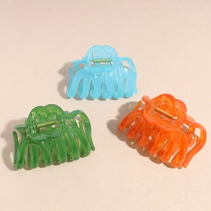 Lot de 3 pinces à cheveux en acrylique coloré bleu vert et orange pour femmes