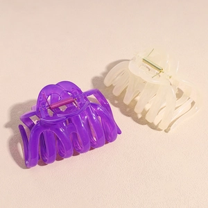 Grandes pinces à cheveux citrouille en violet et crème pour coiffage de cheveux épais