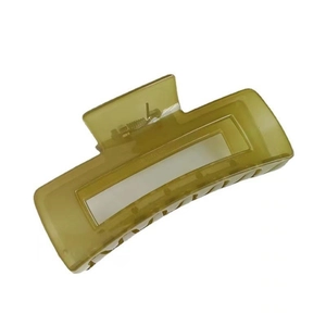 Translucent olive green large rectangular shark hair clip for women with metal spring