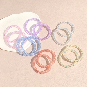 Elastici per Capelli Coreani Olografici a Filo di Telefono Senza Traccia Spirale per Donna Perla Artificial Laser Alta Elasticità Accessori