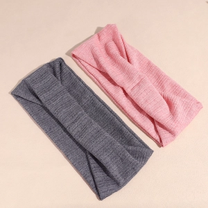 Lot de 2 bandeaux de sport en maille côtelée gris foncé et rose clair pour le yoga